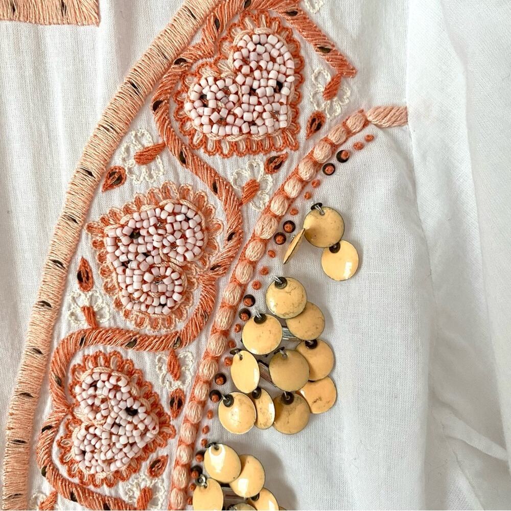 Roberto Cavalli Embellished Embroidered White Orange Women's Blouse sheer XL - Picture 6 of 8